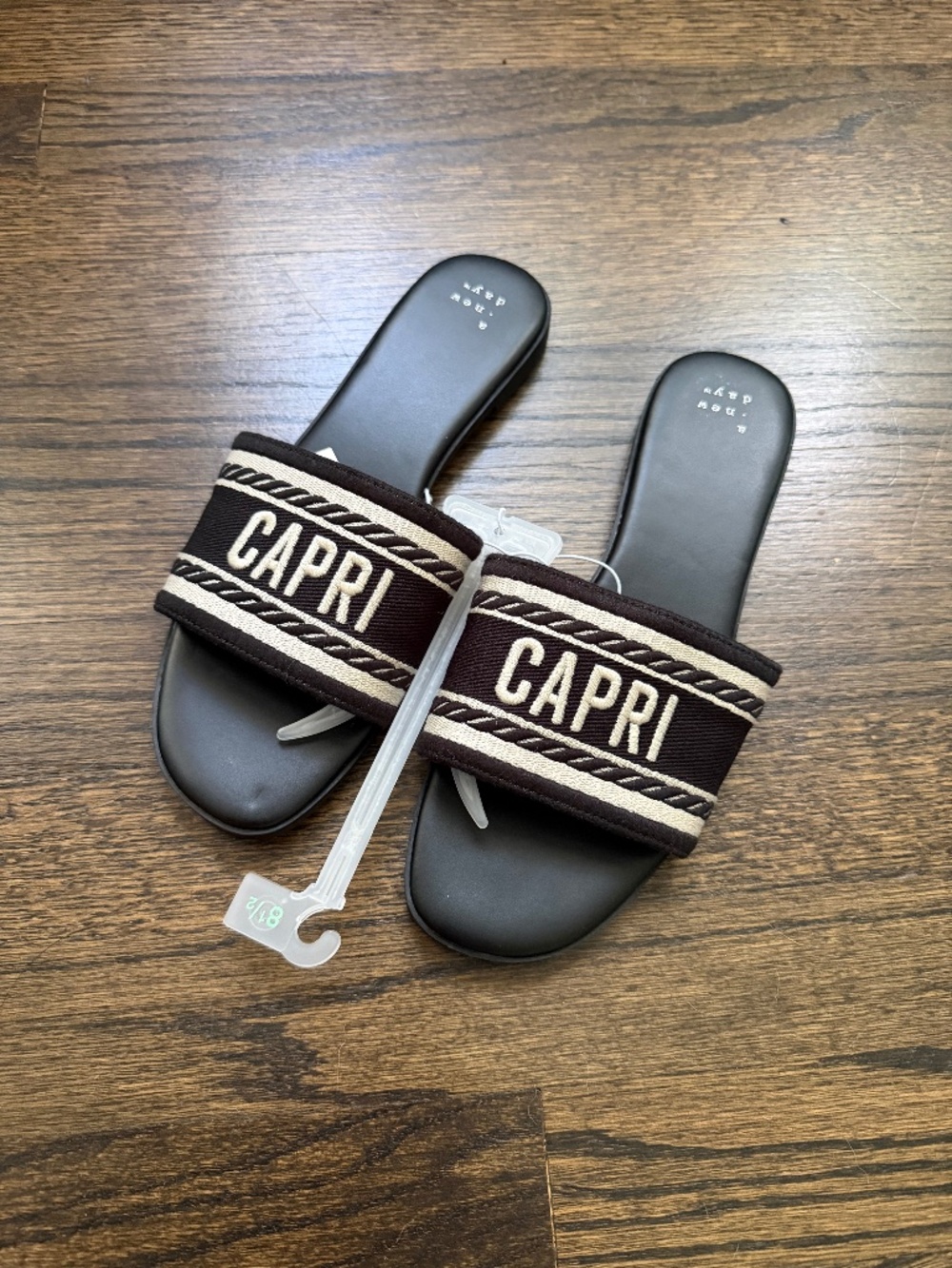 A New Day Embroidered "Capri" Slides Sandals - Black (Size 8.5) | NWT